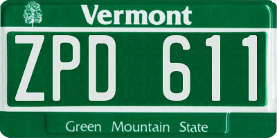 VT license plate ZPD611
