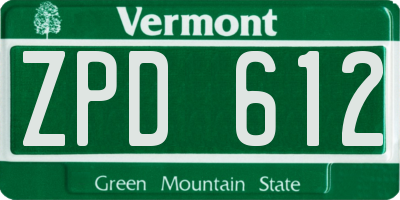 VT license plate ZPD612
