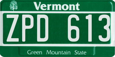 VT license plate ZPD613