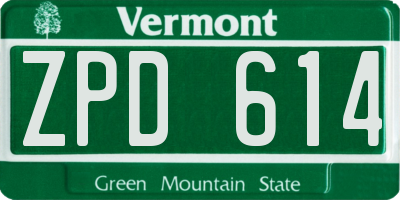 VT license plate ZPD614