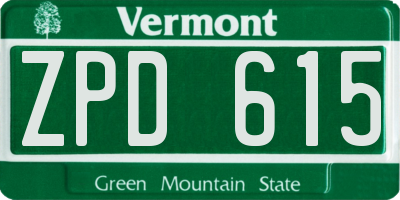 VT license plate ZPD615