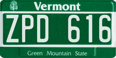 VT license plate ZPD616