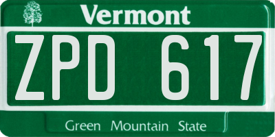 VT license plate ZPD617