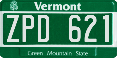 VT license plate ZPD621