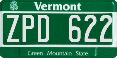 VT license plate ZPD622