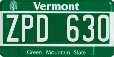 VT license plate ZPD630