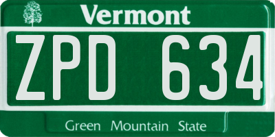 VT license plate ZPD634