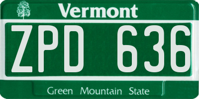 VT license plate ZPD636