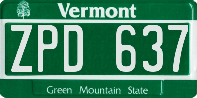 VT license plate ZPD637