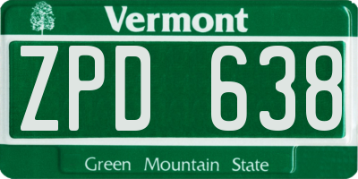 VT license plate ZPD638