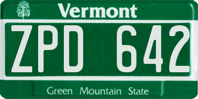 VT license plate ZPD642