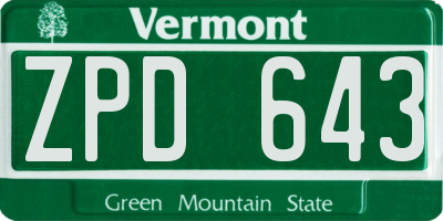 VT license plate ZPD643