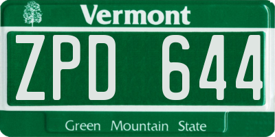 VT license plate ZPD644