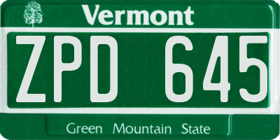 VT license plate ZPD645