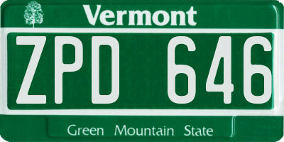 VT license plate ZPD646