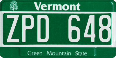 VT license plate ZPD648