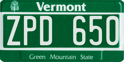 VT license plate ZPD650
