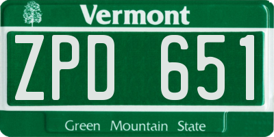 VT license plate ZPD651
