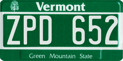 VT license plate ZPD652