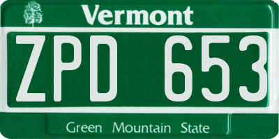 VT license plate ZPD653