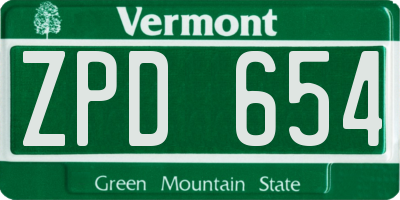 VT license plate ZPD654