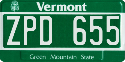 VT license plate ZPD655