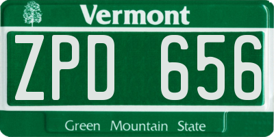 VT license plate ZPD656