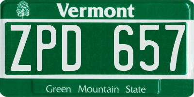 VT license plate ZPD657