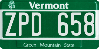 VT license plate ZPD658