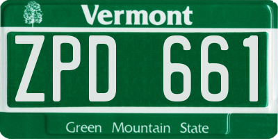 VT license plate ZPD661