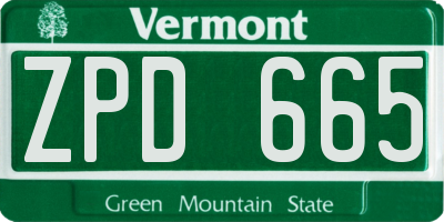 VT license plate ZPD665