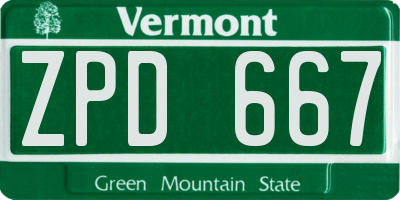 VT license plate ZPD667