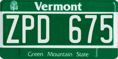 VT license plate ZPD675