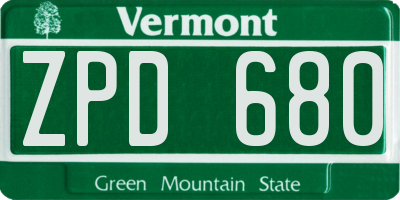 VT license plate ZPD680