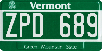 VT license plate ZPD689