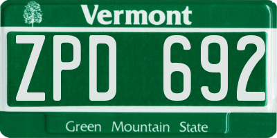 VT license plate ZPD692