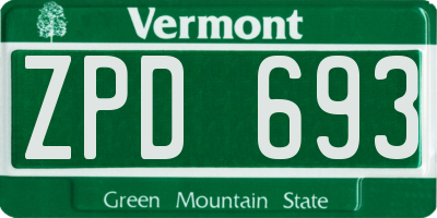 VT license plate ZPD693