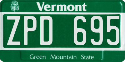 VT license plate ZPD695
