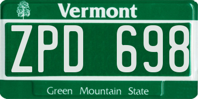 VT license plate ZPD698