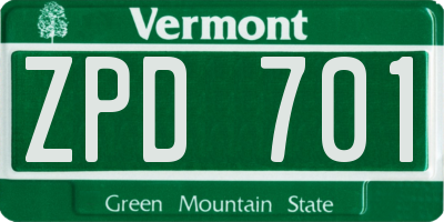 VT license plate ZPD701