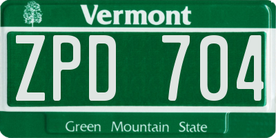 VT license plate ZPD704