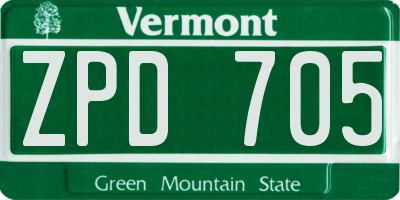 VT license plate ZPD705