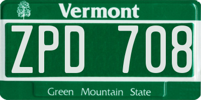 VT license plate ZPD708