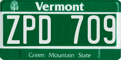 VT license plate ZPD709