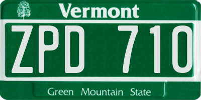 VT license plate ZPD710