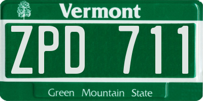 VT license plate ZPD711