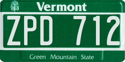 VT license plate ZPD712