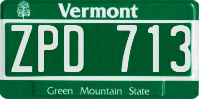 VT license plate ZPD713