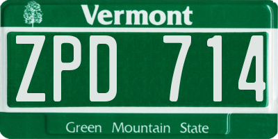 VT license plate ZPD714