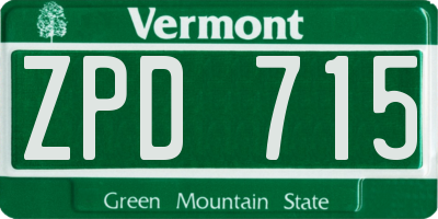 VT license plate ZPD715